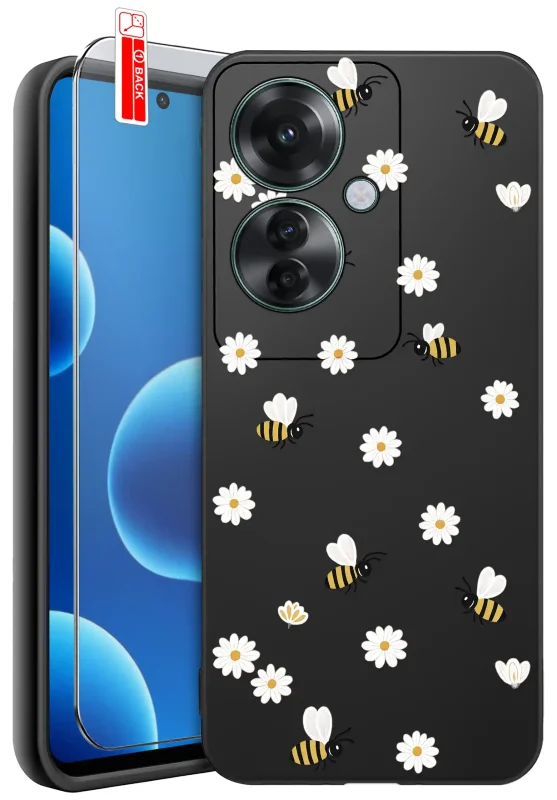 Etui wiosenne do Oppo Reno 11 F 5G z kwiatkami i pszczółkami