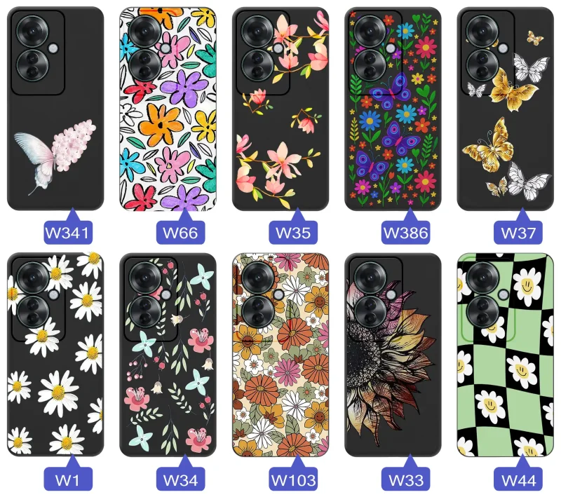 Kolekcja etui wiosennych do Oppo Reno 11 F 5G – wzory kwiaty, motylki, pszczółki, biedronki