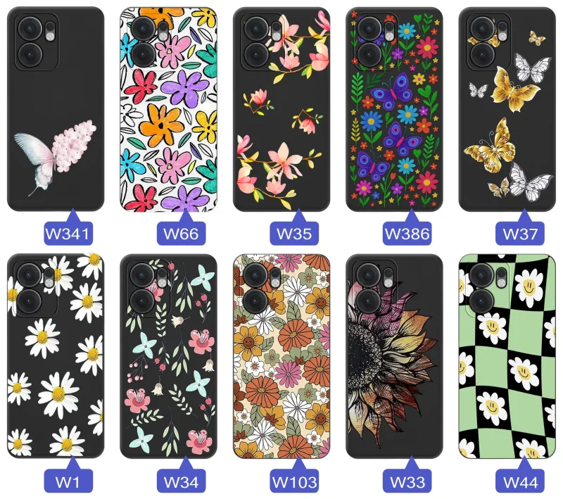 Kolekcja etui wiosennych do Oppo Reno 13 F / 13 FS – wzory kwiaty, motylki, pszczółki, biedronki
