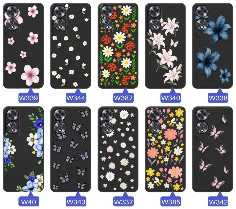 Kolekcja etui wiosennych do Oppo A60 4G – wzory kwiaty, motylki, pszczółki, biedronki