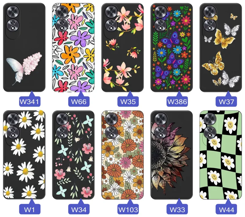 Kolekcja etui wiosennych do Oppo A60 4G – wzory kwiaty, motylki, pszczółki, biedronki