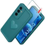 Etui do Samsung Galaxy A36 / A37 5G silikonowe serce zielone ze szkłem