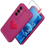Etui do Samsung Galaxy A36 / A37 5G silikonowe serce różowe ze szkłem