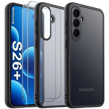Etui do Samsung Galaxy S26+ Plus przezroczyste wzmacniane czarne z zestawem 2 szkieł