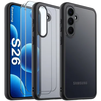 Etui do Samsung Galaxy S26 przezroczyste wzmacniane czarne z zestawem 2 szkieł