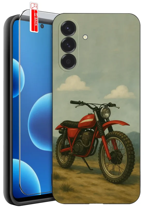 Etui z autem do Samsung Galaxy A57 5G z motywem czerwonego motocykla w stylu retro