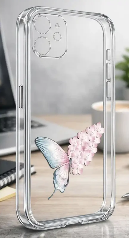 Przezroczyste etui wiosna iPhone 11 z motylem i kwiatkami