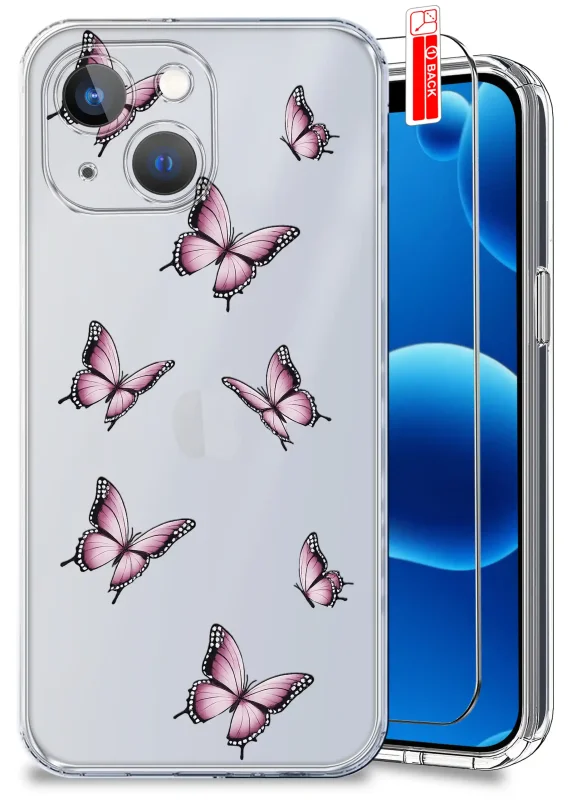 Etui wiosenne do iPhone 15 przezroczyste ze wzorem motylków