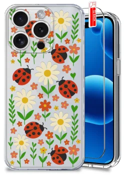 Etui do iPhone 15 Pro przezroczyste różne wzory wiosenne ze szkłem