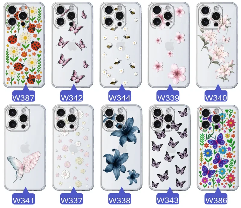 Kolekcja etui wiosennych iPhone 15 Pro Max – różnorodne wzory kwiatki, motylki, pszczółki, biedronki