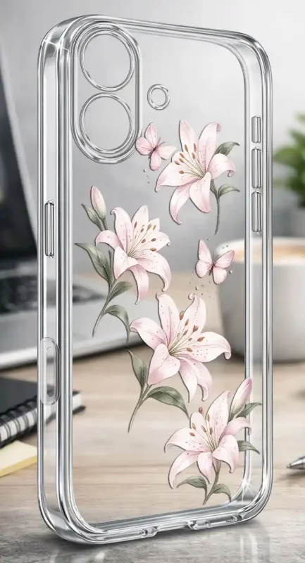 Przezroczyste etui wiosna iPhone 17 z kwiatami
