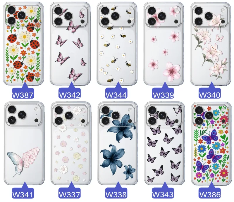 Kolekcja etui wiosennych iPhone 17 Pro / 18 Pro – różnorodne wzory kwiatki, motylki, pszczółki, biedronki