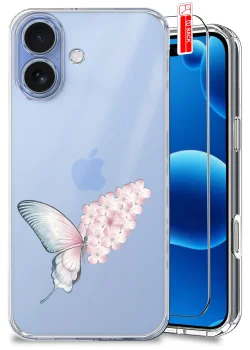 Etui do iPhone 16 przezroczyste różne wzory wiosenne ze szkłem