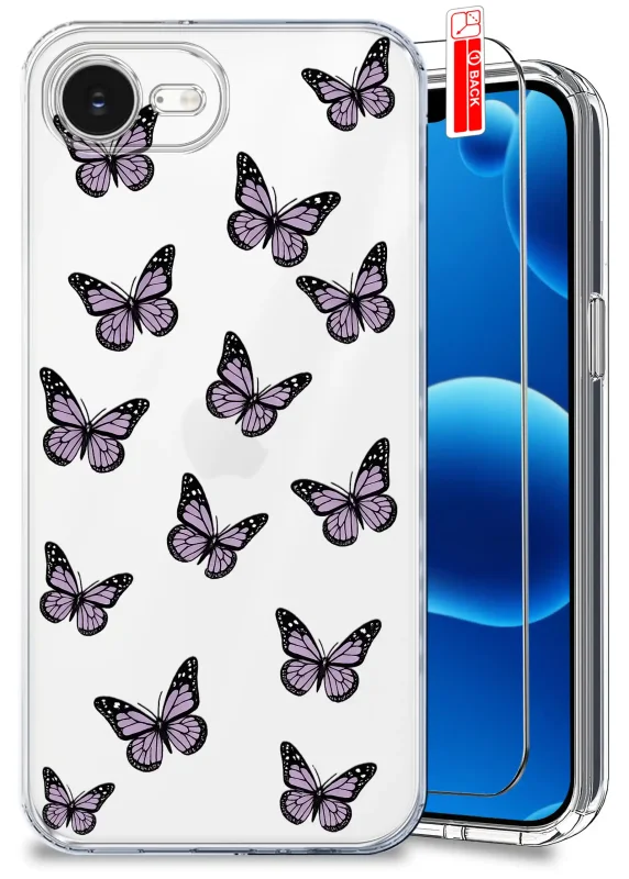 Etui wiosenne do iPhone 16e / 17e przezroczyste z motylkami