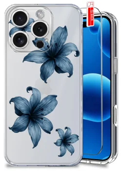 Etui do iPhone 16 Pro przezroczyste różne wzory wiosenne ze szkłem