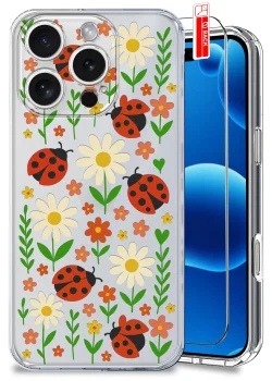 Etui do iPhone 16 Pro Max przezroczyste różne wzory wiosenne ze szkłem