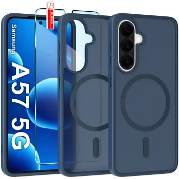 Etui do Samsung Galaxy A57 5G Magsafe matowe granatowe ze szkłem