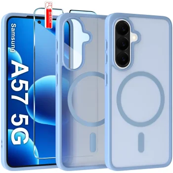 Etui do Samsung Galaxy A57 5G MagSafe matowe niebieskie ze szkłem
