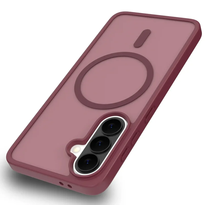 Etui Samsung Galaxy A36 / A37 5G MagSafe bordowe matowe z podwyższonym rantem aparatu i półtransparentnym tyłem