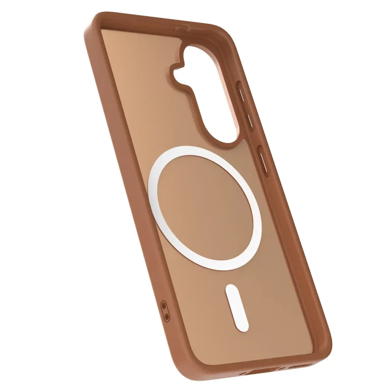Brązowy case MagSafe do Samsung Galaxy A36 / A37 5G półtransparentne matowe plecki - widok środka etui