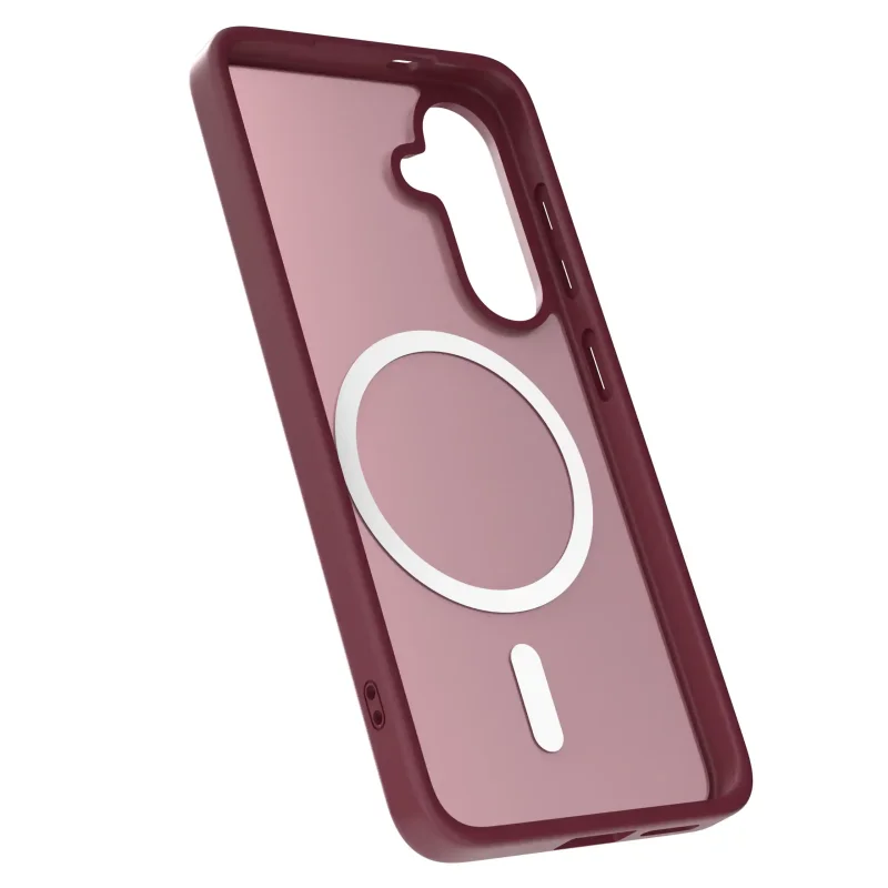 Bordowy case MagSafe do Samsung Galaxy S25 półtransparentne matowe plecki - widok środka etui