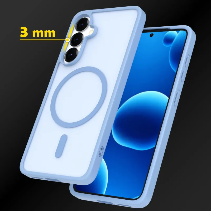 Samsung Galaxy S25 etui MagSafe niebieskie - ochrona obiektywów, podwyższone ranty