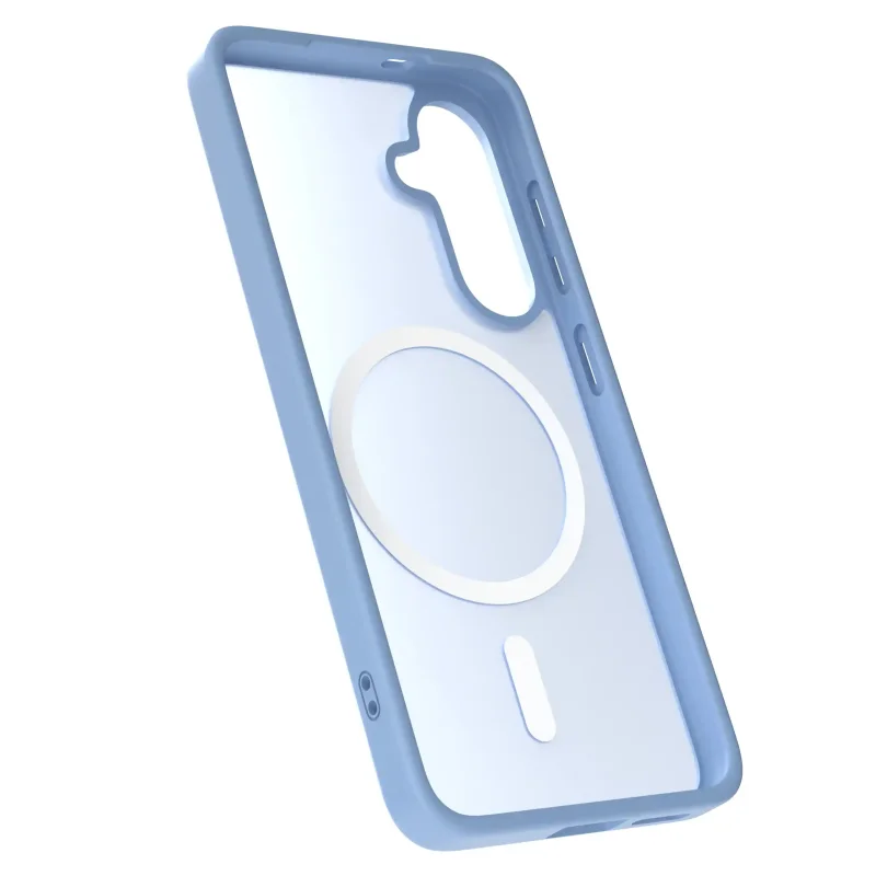 Niebieski case MagSafe do Samsung Galaxy S25 półtransparentne matowe plecki - widok środka etui