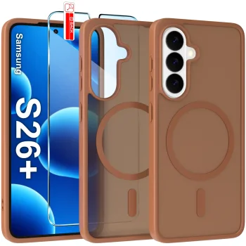 Etui do Samsung Galaxy S26+ Plus Magsafe Matt brązowe ze szkłem