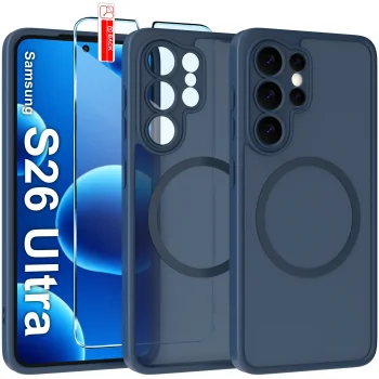 Etui do Samsung Galaxy S26 Ultra Magsafe Matt granatowe ze szkłem