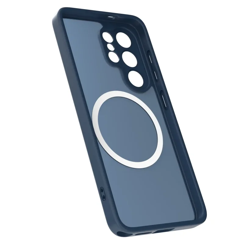Granatowy case MagSafe do Samsung Galaxy S26 Ultra półtransparentne matowe plecki - widok środka etui