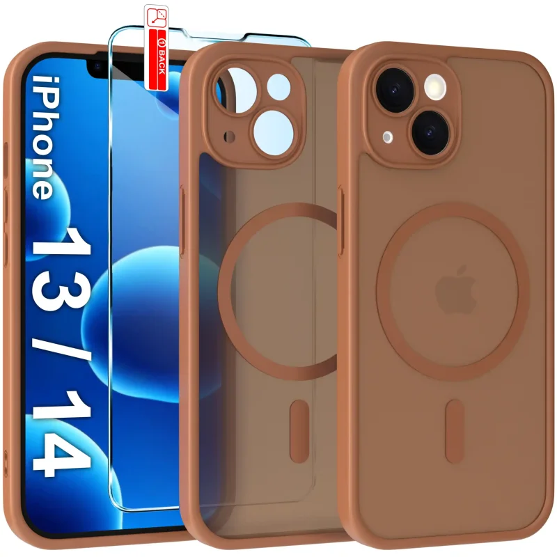 Etui do iPhone 13 / 14aMagsafe Matt ze szkłem hartowanym w zestawie