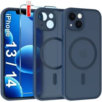 Etui do iPhone 13 / 14 Ultra Magsafe Matt granatowe ze szkłem