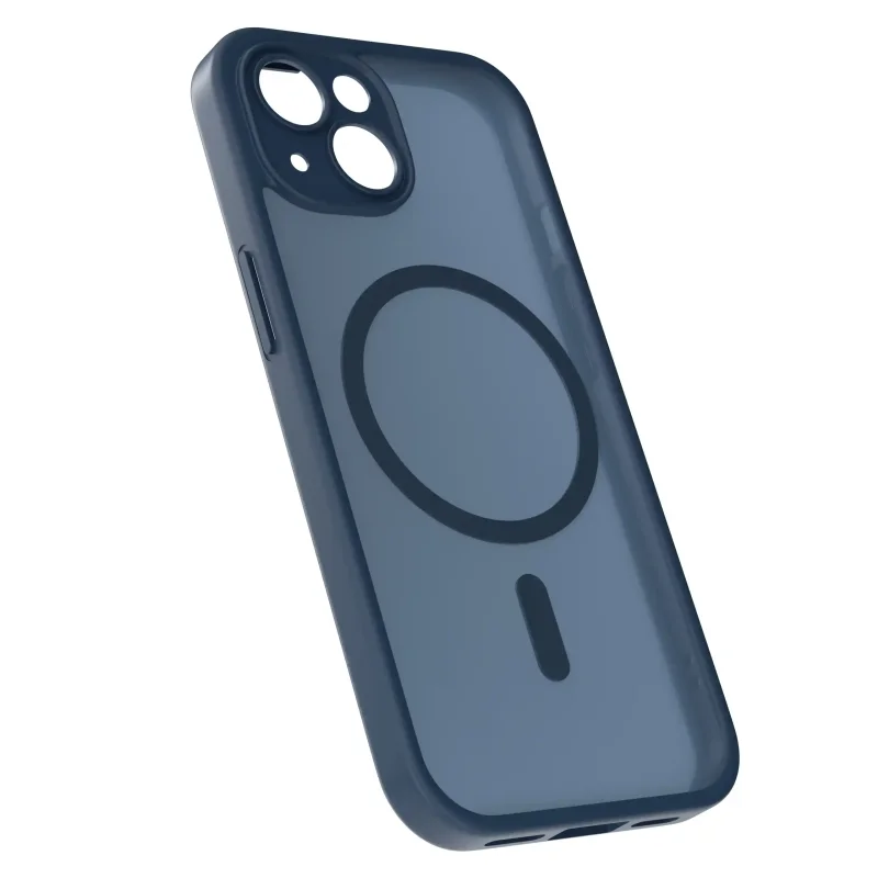 Etui na iPhone 13 / 14 granatowe MagSafe półprzezroczyste z matowym wykończeniem – przód obudowy