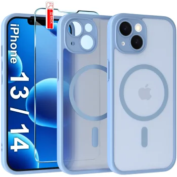 Etui do iPhone 13 / 14 Ultra Magsafe Matt niebieskie ze szkłem
