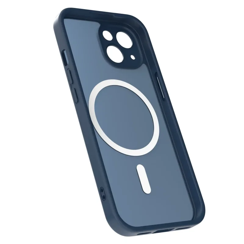 Granatowy case MagSafe do iPhone 15 półtransparentne matowe plecki - widok środka etui