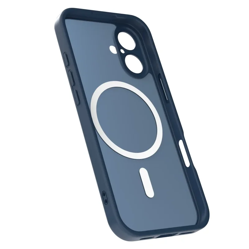 Granatowy case MagSafe do iPhone 16 półtransparentne matowe plecki - widok środka etui