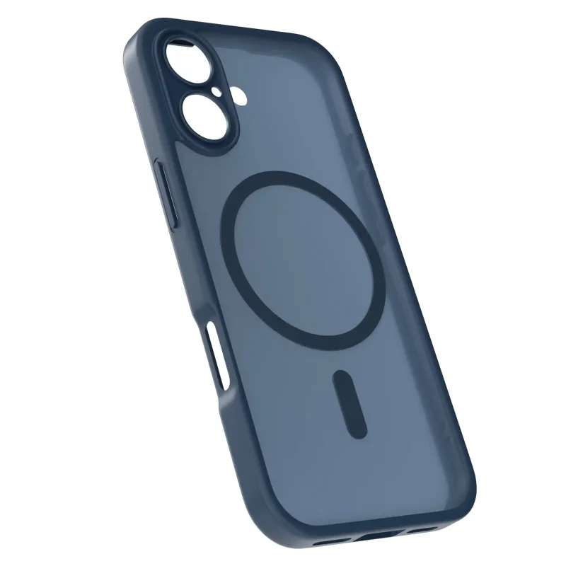 Etui na iPhone 16 granatowe MagSafe półprzezroczyste z matowym wykończeniem – przód obudowy
