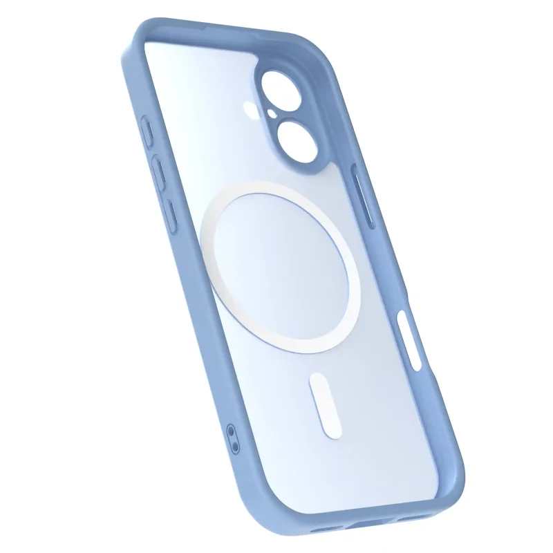 Niebieski case MagSafe do iPhone 17 półtransparentne matowe plecki - widok środka etui