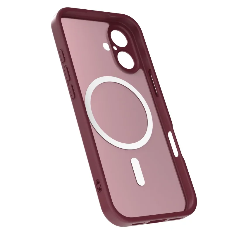 Etui na iPhone 17 bordowe MagSafe półprzezroczyste z matowym wykończeniem – przód obudowy