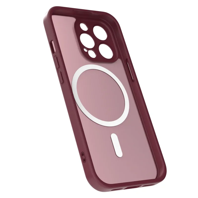 Etui na iPhone 14 Pro bordowe MagSafe półprzezroczyste z matowym wykończeniem – środek obudowy
