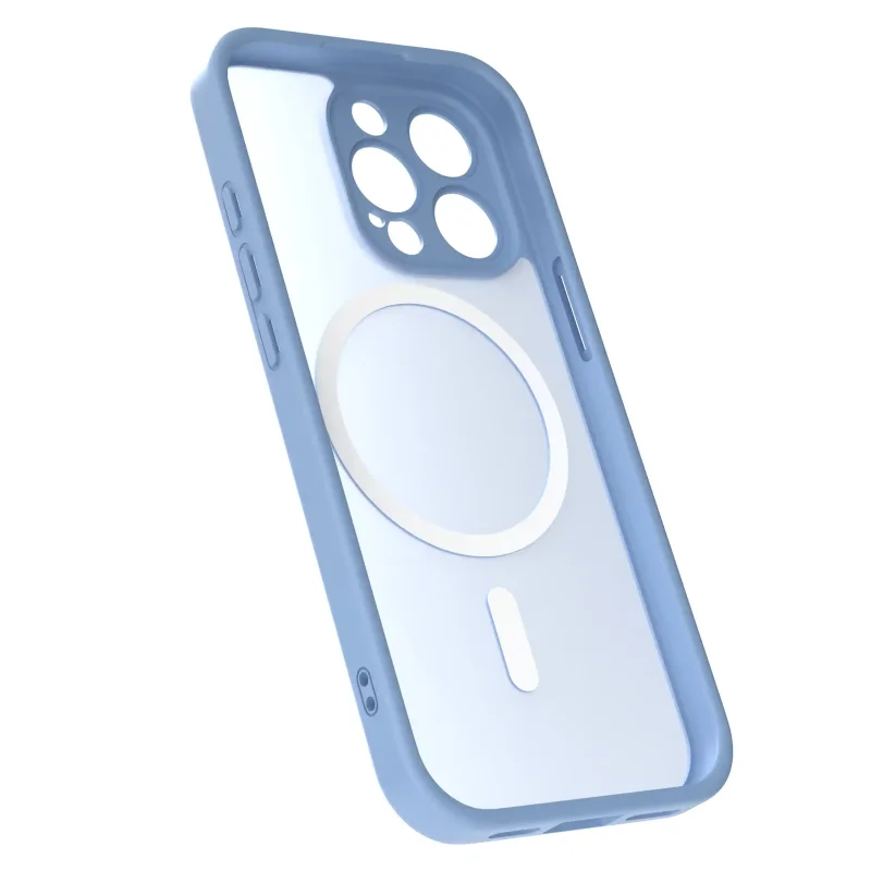 Niebieski case MagSafe do iPhone 15 Pro półtransparentne matowe plecki - widok środka etui