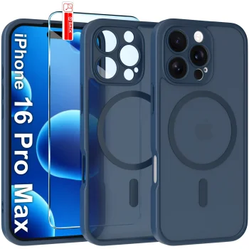 Etui do iPhone 16 Pro Max Magsafe Matt granatowe ze szkłem