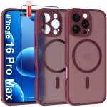 Etui do iPhone 16 Pro Max Magsafe Matt bordowe ze szkłem