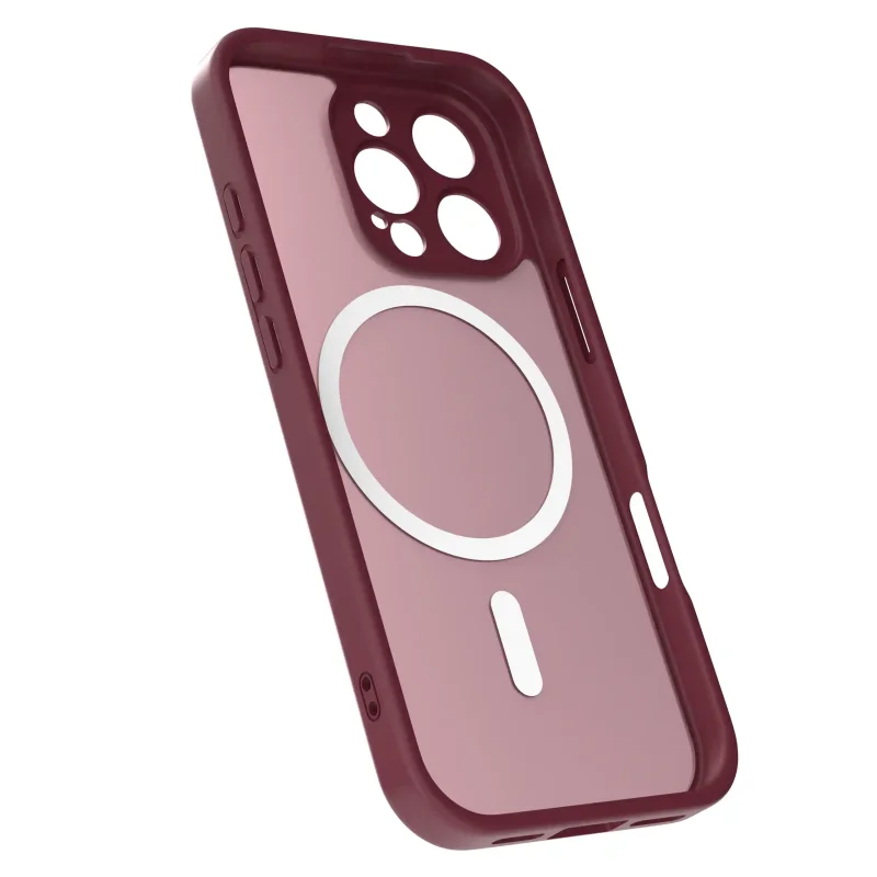 Bordowy case MagSafe do iPhone 16 Pro Max półtransparentne matowe plecki - widok środka etui