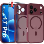 Etui do iPhone 17 Pro / 18 Pro Magsafe Matt bordowe ze szkłem