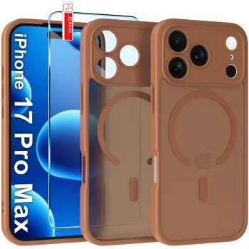 Etui do iPhone 17 Pro Max Magsafe Matt brązowe ze szkłem