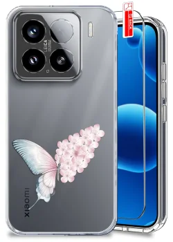 Etui do Xiaomi 15 przezroczyste różne wzory wiosenne ze szkłem