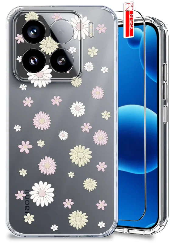 Etui wiosenne do Xiaomi 15 Pro przezroczyste ze wzorem stokrotek