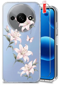 Etui do Xiaomi Redmi A3 4G przezroczyste różne wzory wiosenne ze szkłem