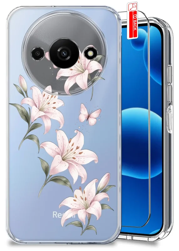 Etui wiosenne do Xiaomi Redmi A3 4G przezroczyste ze wzorem kwiatów